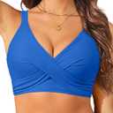 Women Bikini Top Only - Push Up Large Bust Swimsuit Top 2025 Twist Front Bathing Suit (Royal Blue)