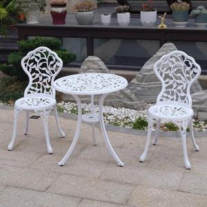 KAILI Patio Bistro Sets 3 Piece cast Aluminum Patio Furniture Outdoor Garden Metal Rust Proof Tables and Chairs White bistro Set (Leaf-White)