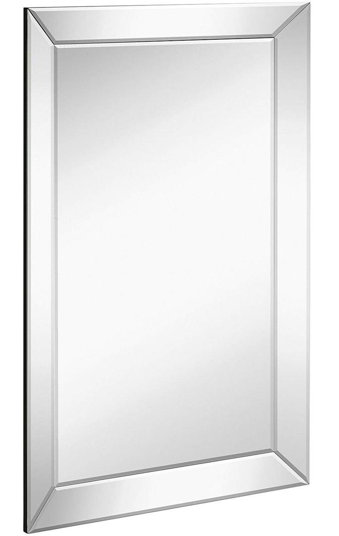 Hamilton Hills 20x30 Inch Rectangular Polished Silver Framed Mirrors for Wall | Large Luxury Mirror with 3in Angled Beveled Edge Frame | Hanging Vanity for Hallway, Entry, Bedroom & Bathroom Mirror