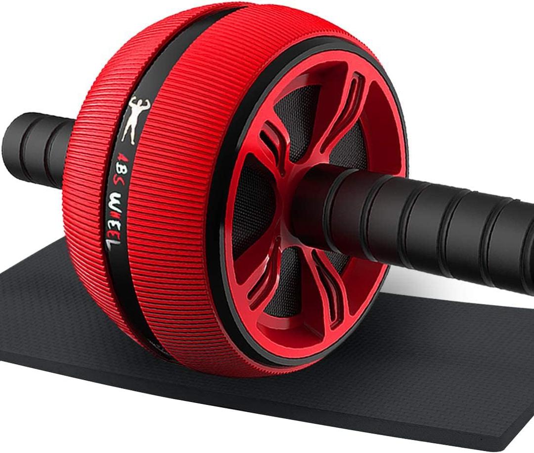 Ab Roller Wheel, Abs Workout Equipment for Abdominal & Core Strength Training, Exercise Wheels for Home Gym Fitness, Wider Ab Machine with Knee Pad Accessories (Red-no resistance rope)