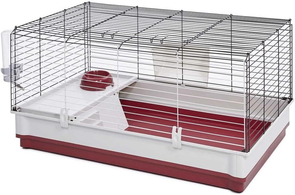 MidWest Homes for Pets 158 Wabbitat Deluxe Rabbit Home, Rabbit Cage, 39.5 L x 23.75 W x 19.75 H Inch, Maroon/White