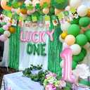 JeVenis St Patricks Day First Birthday Decorations Girls Lucky One Birthday Party Decoration Lucky Irish First Birthday Supplies Lucky Balloon Letters Clover Balloons (Pink)