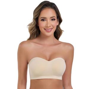 Strapless Bras for Women Wirefree Non-Slip Tube Top Invisible Bralette Seamless Padded Bandeau Bra, S