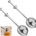 2Pcs Stainless Steel Tea Strainer Tea Infuser for Loose Leaf Tea,Tea Diffusers Fine Mesh Tea Ball Tea Accessories, Baking Supplies Baker's Dusting Wand Sugar Shaker Duster Flour Duster (Full Mesh)