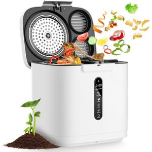 4L Electric Composter for Kitchen, Smart Compost Bin Outdoor/Indoor, Odorless/Auto-Cleaning/ 3 Modes/Intelligent LED Display, Turn Food Waste to Fertilizer for Garden, Food Waste Compost Machine