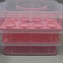 Juvale 3 Tier Cupcake Carrier with Lid and Handle, Holds 36 Cupcakes (Pink, 13.5 x 10.25 x 10.75 In)