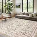 Tan Brown Living Room Rug 5x8 Soft Boho Rug, Light Coffee Boho Farmhouse Counrty Distressed Non-Slip Faux Wool Carpet, Machine Washable for Dining Dorms Room, Beige Tan Floral Floor Covering