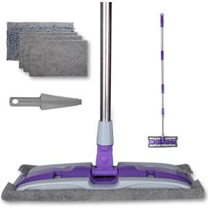 ITTAHO Microfiber Mops for Floor Cleaning ,Wet Dry Flat Mop with Stainless Steel Telescopic Handle,4 Reusable Mop Pads , Dust Mop for Hardwood Floors ,Home,Laminate,Tile,Hardwoods Cleaning (Purple)