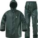 RainRider Rain Suits for Men Waterproof Rain Jacket Coat Pants Heavy Duty Women Fishing Rain Gear Workwear (Small, Dark Green)