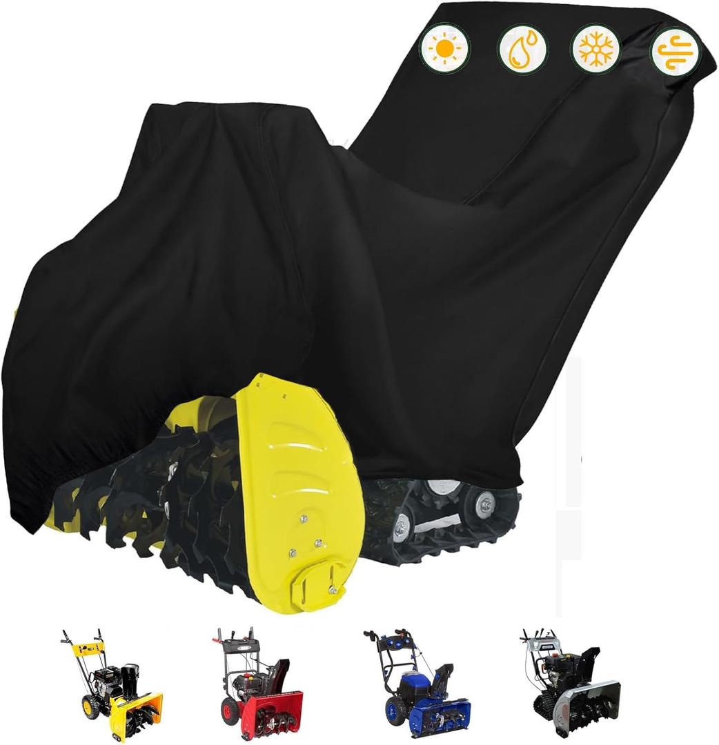 Oslimea Outdoors Snow Blower Cover - 600D Heavy Duty Polyester, Waterproof, UV Protection, Universal Size for Most Electric Two Stage Snow Blowers 47" L x 31" W x 37" H