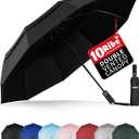 Yoobure Windproof Travel Umbrella, Automatic Umbrellas for Rain - Compact Folding Umbrella with UV Protection, Lightweight Portable Design for Backpack/Walking/Car, Sun & Storm Ready (Double Vented Canopy-Black)