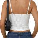 Lingswaollow Women Adjustable Spaghetti Strap Sleeveless Y2K Crop Tank Top (White, L)