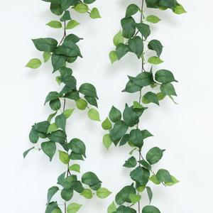 mizii 2 Strands Artificial Scindaps Vines Garland 73" Fake Vine with Silk Green Leaves Faux Evergreen Hanging Plants Greenery Decoration for Party Wedding Bedroom Home Wall Room Decor (Scindapsus)