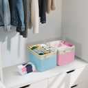 BALEINE 3 Pack Fabric Closet Storage Bins for Shelves, Linen Closet Organizers and Storage, Decorative Baskets for Organizing, Shelf, Clothes, Home, Office (Pink, 12"x8"x8")