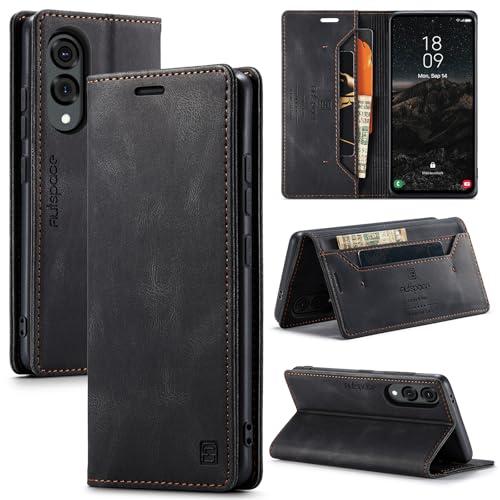 Sojlecyu for Samsung Galaxy S25 Edge Case, [RFID Blocking] PU Leather Wallet Cover Magnetic Flip Cover Card Holder Kickstand Shockproof Protective Phone Case for Samsung Galaxy S25 Edge，Black