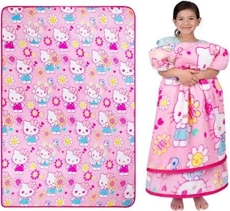Hello Kitty Flower Pink Spring Twin Throw Blanket 62x90