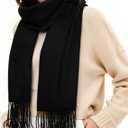 YSense Winter Scarf for Women, Fashion Long Plaid Scarves Warm Big Tartan Blanket Wrap Shawl Ladies Gifts (Elegant Black)