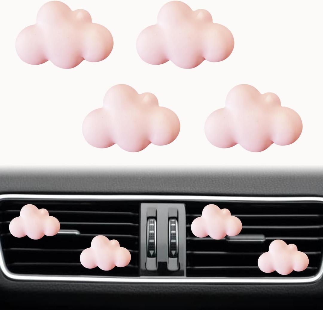 Pink Cloud Car Air Freshener - 4 Pcs Cute Cloud Car Diffuser Vent Clips for Women