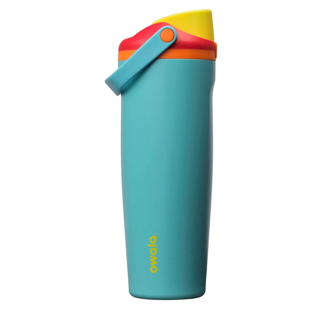 Owala FreeSip Sway Insulated Stainless Steel Water Bottle with Two-Way Spout, Built-In Straw and Bucket Handle, Made for Travel, School, and Sports, 30oz, BPA Free, Leak Proof, Summer Sweetness