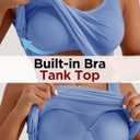 Women's Built-in Bra Tank Tops Sleeveless Casual Shirts Undershirts Fitted Cami Tank Tops (Blue, L)