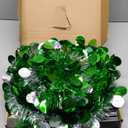 5FT Pop Up Christmas Tree with 90 LED Lights, Collapsible Artificial Pencil Christmas Tree, Tinsel Skinny Christmas Trees for Home Apartment Porch Indoor Outdoor Holiday Decorations (Silver Green-5ft)