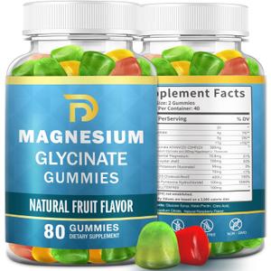 (2 Packs) Magnesium Glycinate Gummies for Adults & Kids, Magnesium Malate chewable 400mg,