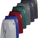 7 Pack Mens Athletic Shorts - Gym Basketball Running Workout Quick Dry Black Shorts with Pockets for Casual Performance (Large, 1-black/Dack Grey/Navy Blue/Light Grey/Royal Blue/Dark Green/Wine)