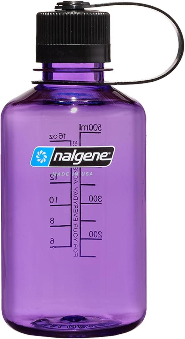 Nalgene 16 oz Narrow Mouth Water Bottle | Slim Cup Holder Size, BPA-Free, Durable & Leak Proof, Lightweight Travel Bottle, Purple