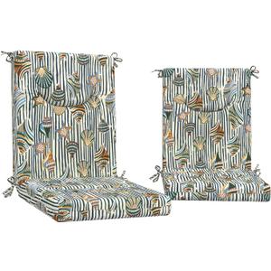 DYTXIII Outdoor High Back Chair Cushions Set of 2, 44x20 in Water Repellent Patio Seat Cushions with Elastic Sponge, All Weather Cushions for Rocking, Dining Chairs, Patio Furniture - Crayon Shells, 44"x20"x2.5"