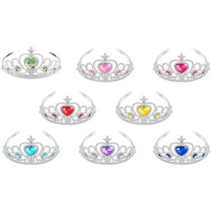 S & E TEACHER'S EDITION 8 Pcs Tiaras Crown Set, Princess Dress Up Costume Birthday Party Favor Headwear, Hair Decoration, Accessories Kid Birthday for Boys & Girls.