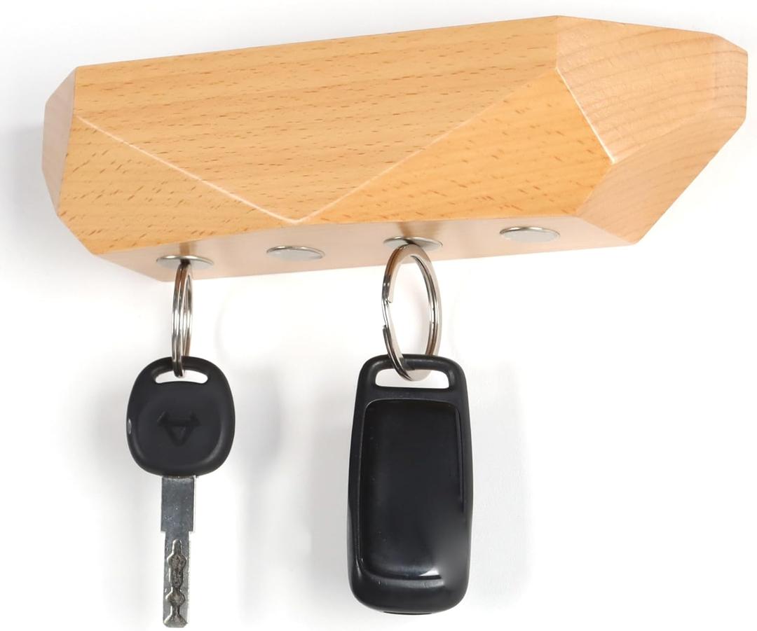 OCIOLI Key Holder Wall Mount Magnetic Key Holder Key Rack Key Hanger Key Hooks for Wall, Home Decor, House Decor, Apartment Decor, Living Room (Wood)
