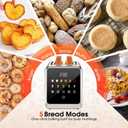 Toaster 2 Slice with Touchscreen, 1.5" Wide Slots & Memory Recall | 900W Stainless Steel Smart Digital Toasters | 6 Shade Settings for Bagels & Thick Bread | Defrost Reheat Single-Slice Mode