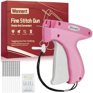 Stitch Gun for Clothes Stitchy Tagging Gun for Clothing Stitchy Quick Clothing Fixer -Includes 1,000 Black Fasteners & 1,000 White Fasteners & 6 Needles(Pink+White)