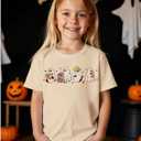 SOFEON Halloween Shirts for Kids Girls Boys Ghost Reading Books Shirt Spooky Season T-Shirt Cute Ghost Graphic Tees Tops (7-8 Years)