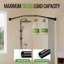 Diamond Shaped Shower Curtain Rod, Adjustable [Both Sides: 22.5" - 35.4", Middle: 12.6" /28.3" / 43.7"] Corner Shower Curtain Rod Pole for Bathroom, Clothing Store with 12 Hooks & Ceiling Support
