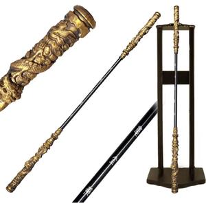 LuGlory 67-Inch Handcrafted Retractable Metal Staff -Inspired Gold-Banded Staff, Durable Alloy, Perfect for Fans and Collectors Cosplay
