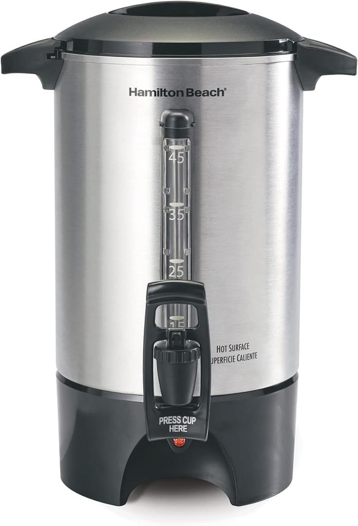 Hamilton Beach 45 Cup Coffee Urn and Hot Beverage Dispenser, Silver (40519)