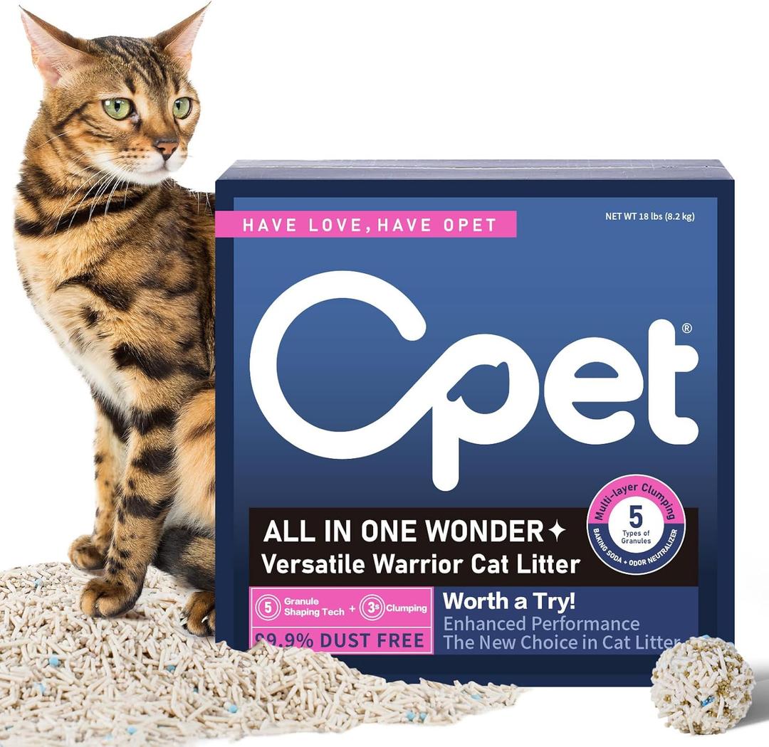 OPET Mixed Tofu Cat Litter - 18lb Strong Clumping Litter, Mixed Tofu and Bentonite, 99.9% Dust Free and Flushable Cat Litter, Natural Sustainable Ingredients Odor Control, Low Tracking（18lb, Fresh）