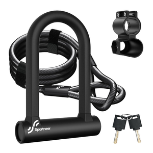 Sportneer Bike Lock: Heavy Duty Anti Theft Bike U Lock with 5ft Security Steel Cable 