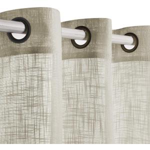VOILYBIRD Palma Sheer Curtains for Living Room 84 Inch Length Light Filtering Draperies for Bedroom Bronze Grommet Set of 2 Panels (52''W x 84''L, Beige)