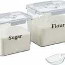 2 Pack Flour Sugar Storage Container,Plastic Food Storage Containers with Airtight Lids,Canisters Sets for The Kitchen,Sugar,Flour,Cereal,Baking Supplies,Rice,Pantry Organization Bin(5.2&2.9L)