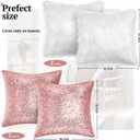Irenare 4 Pcs Sequin and Fluffy Pillow Covers Winter Throw Pillow Cases Soft Cushion Cover for Couch Bed Sofa Xmas Day(18 x 18 Inch,Pink, White)