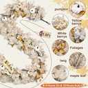 Waipfaru 2Pcs 5.8ft Fall Garland with Lights, Mantle Fireplace Autumn Garland with Pumpkins, Berries, Silk Material, White, L-Shaped, Indoor/Outdoor Porch Thanksgiving Halloween Decorations