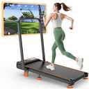 Walking Pad Treadmill with Incline, Upgraded 3.5HP Walking Pad with Handle Bar, 350Lbs Foldable Portable Treadmills for Home Office, 4 in 1 Under Desk Treadmill with Remote Control & APP, LED Display