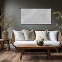 DNIEOTU Hand Painted Abstract Wall Art for Living Room, White Textured Canvas Artwork Wall-Decor for Bedroom, Modern Minimalist Geometric Paintings for Hallway Office, Size 40 x 20 Inches