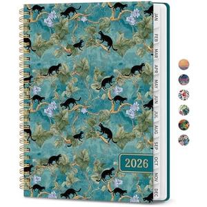 2026 Planner, Aesthetic Weekly and Monthly Planner for Women, Jan 2026 to Dec 2026, Hardcover 2026 Calendar Book with Monthly Tabs, Inner Pocket, Perfect for Office Home School - A4 (8.5" x 11"), Cats in Vine Pack of 5