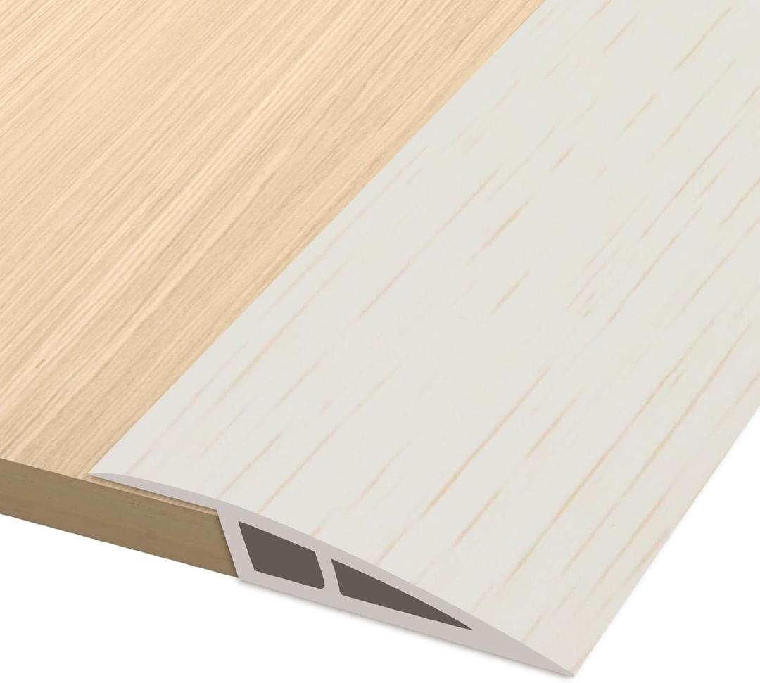 Vinyl Door Threshold Flooring Transition Strip Self Adhesive Carpet Edging Strip for Laminate Doorway Edge Threshold from 1/5" to 2/5" (Beige Wood Grain, 3.3 Ft)