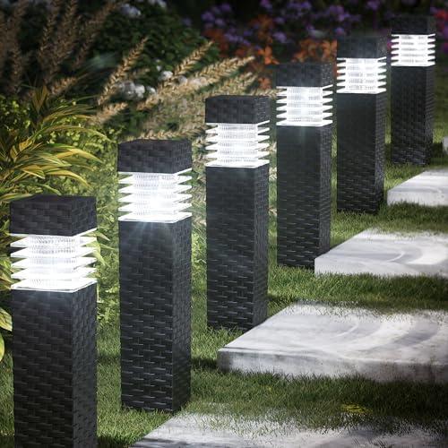 Jyoiat 6 Pack Solar Pathway Lights - Solar Powered Outdoor Walkway Light Solar Garden Lights for Lawn, Path, Yard Decor (Cool White)