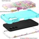 Hocase for Galaxy A14 5G Case, Heavy Duty Shockproof Protection Soft Silicone Rubber Bumper+Hard Plastic Hybrid Protective Case for Samsung Galaxy A14 5G (6.6"" Display) 2023 - Purple/Pink Flowers