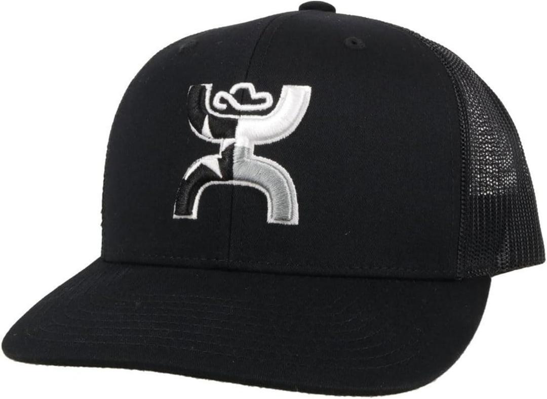 HOOEY Texican Texas Trucker Hat for Men – Adjustable Snapback Mesh Baseball Cap - Western Work & Casual Wear Breathable Mesh (Black, L)